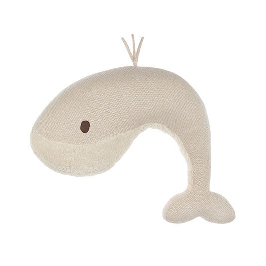 Reisekissen Wal &quot;Whale Momo&quot; aus Bio - Baumwolle - knitlook beige - little something