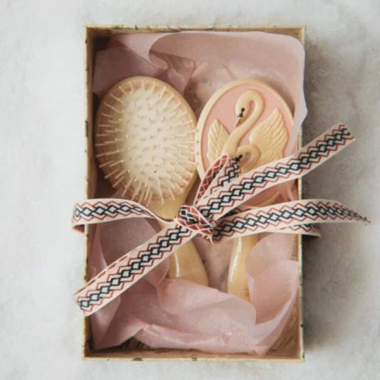 Schwan Haarbürste und Handspiegel "Swan Beauty Set" - little something