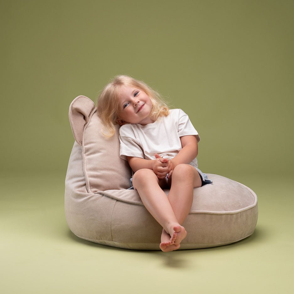 Sitzkissen Samt mit Bärenohren &quot;Bear Beanbag Dusty Beige&quot; - little something