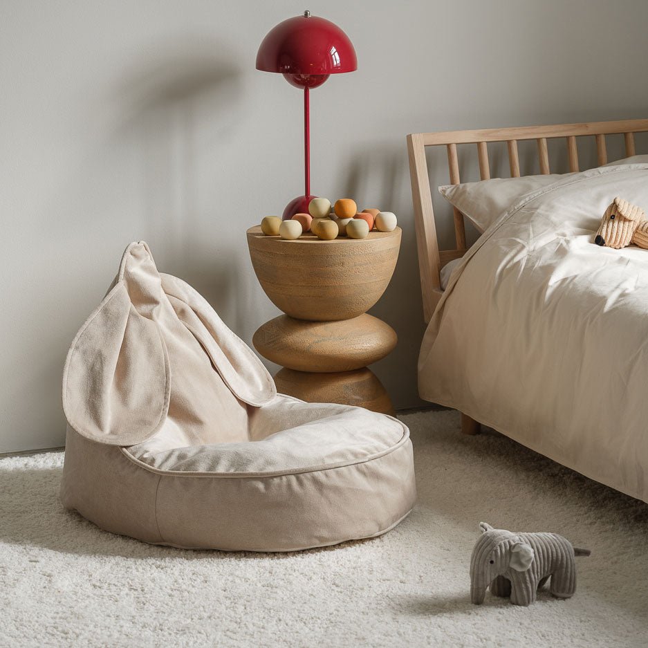 Sitzkissen Samt mit Hasenohren &quot;Bunny Beanbag Dusty Beige&quot; - little something