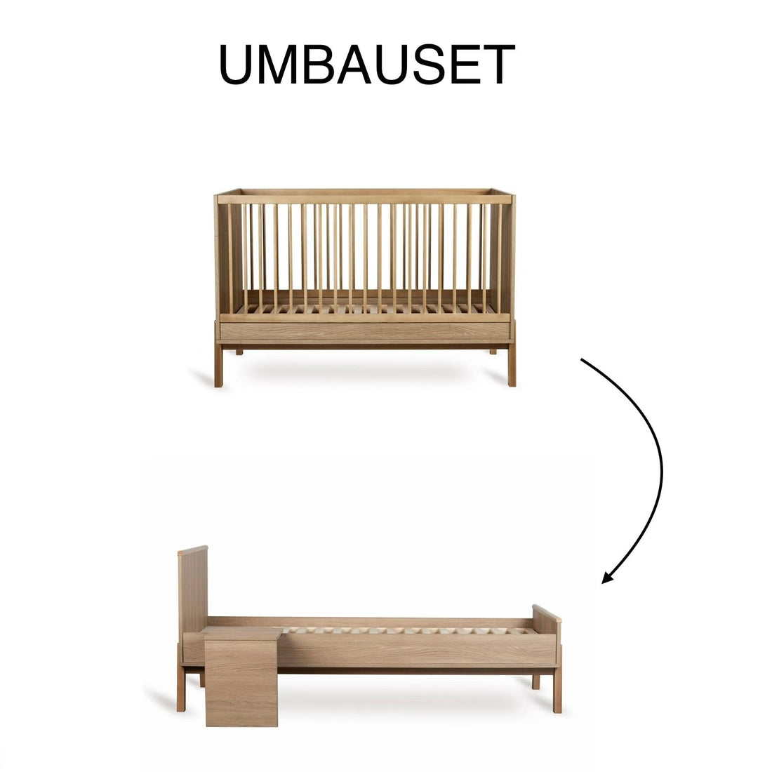 Umbauset "Junior Kit" Ashi - Honey Ash vom Kinderbett 140x70cm zum Juniorbett 170x70cm inkl. Nachttisch - little something