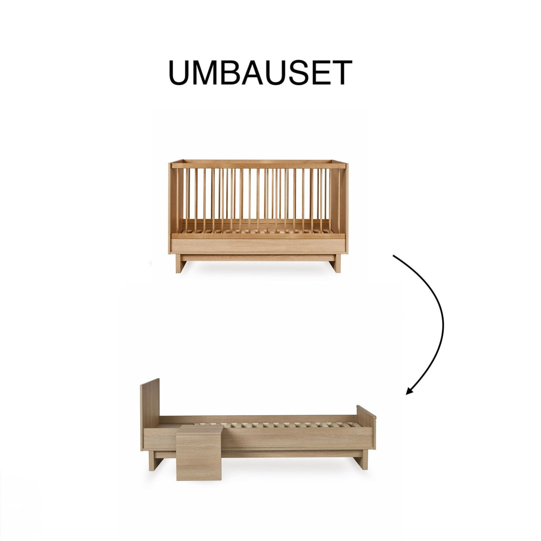 Umbauset "Junior Kit" Kyo - Honey Ash vom Babybett 120x70 oder 140x70cm zum Juniorbett 170x70cm inkl. Nachttisch - little something