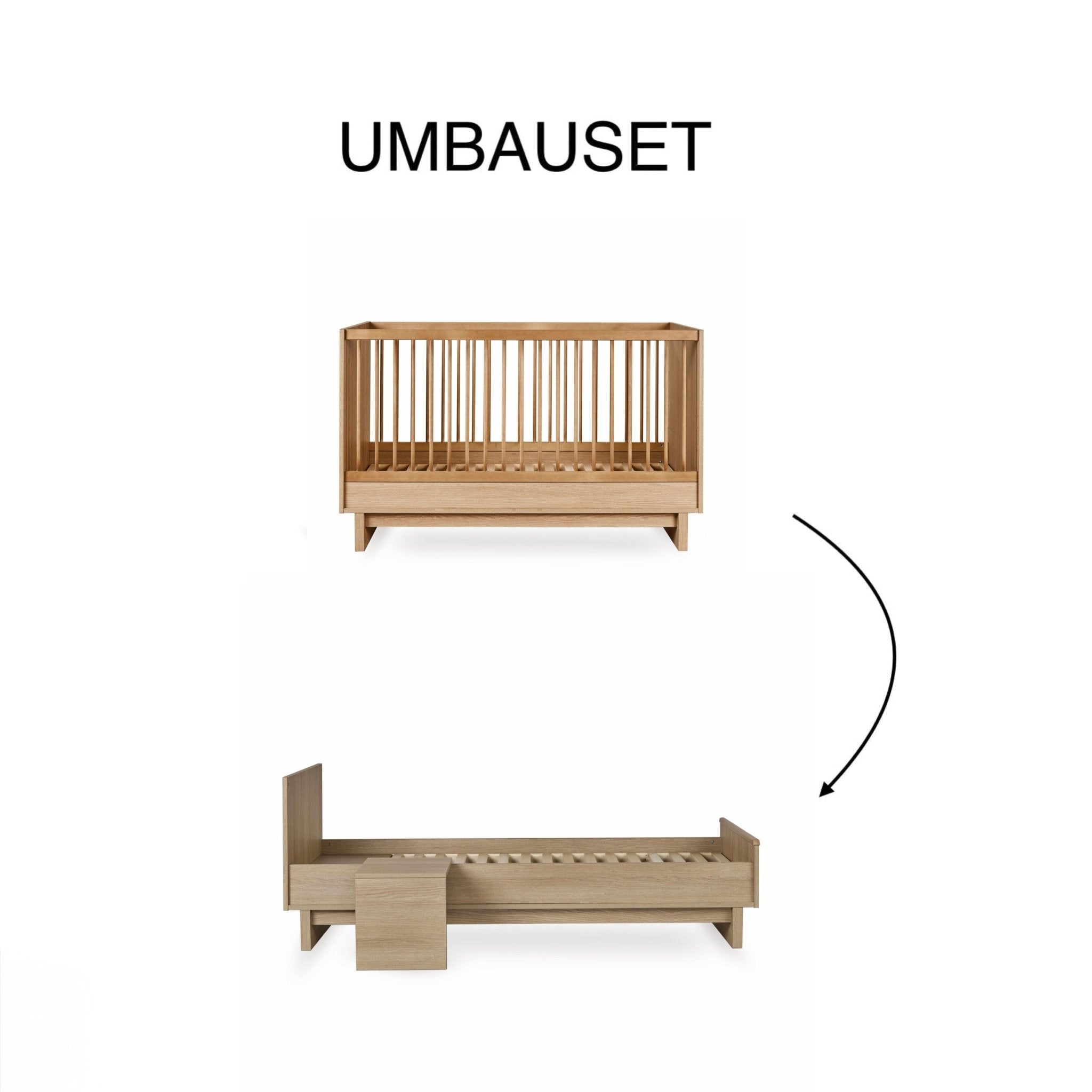 Umbauset "Junior Kit" Kyo - Honey Ash vom Babybett 120x70 oder 140x70cm zum Juniorbett 170x70cm inkl. Nachttisch - little something