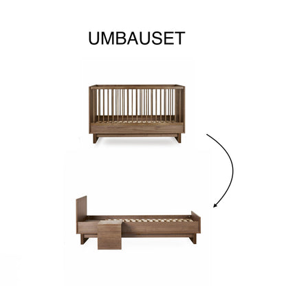 Umbauset "Junior Kit" Kyo - Walnut vom Babybett 120x70 oder 140x70cm zum Juniorbett 170x70cm inkl. Nachttisch - little something