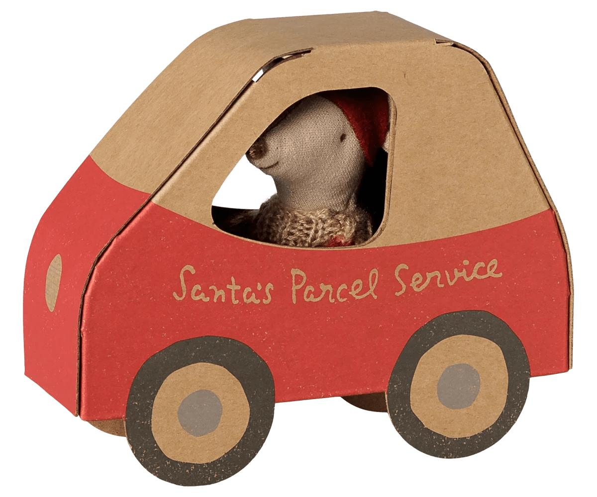 Weihnachtsmaus im Auto, kleine Schwester - little something