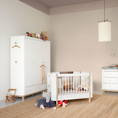 Wood Kleiderschrank, 3 - türig - weiß/Eiche - little something