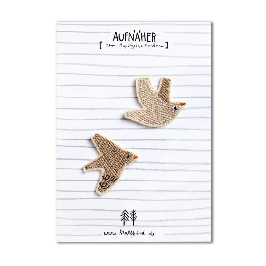 Aufnäher Patch zum Aufbügeln Vögel beige - little something