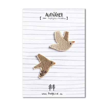 Aufnäher Patch zum Aufbügeln Vögel beige - little something