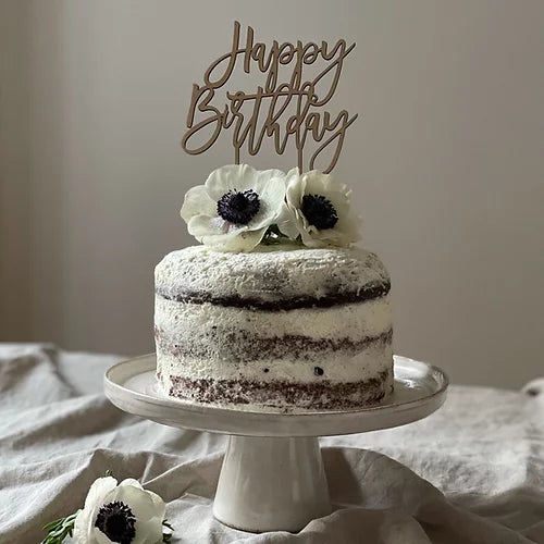 Cake Topper aus Holz Happy Birthday