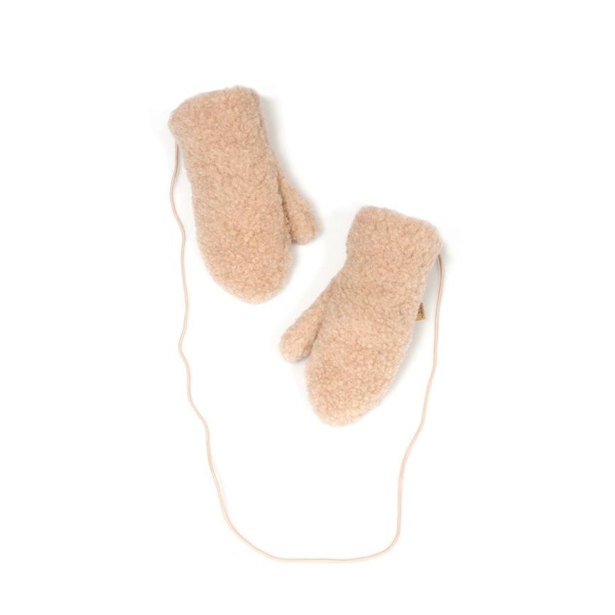 Handschuhe aus Wolle für Kinder mit Band &quot;Gully&quot; beige - little something