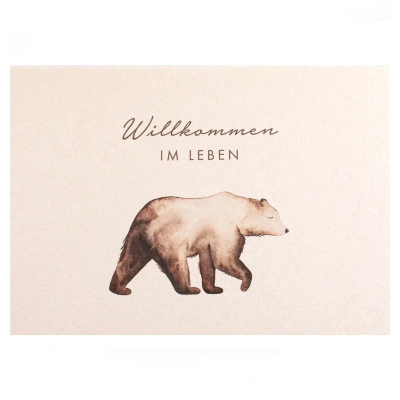Karte Bär „Willkommen im Leben“ aus Holzschliffpappe - little something