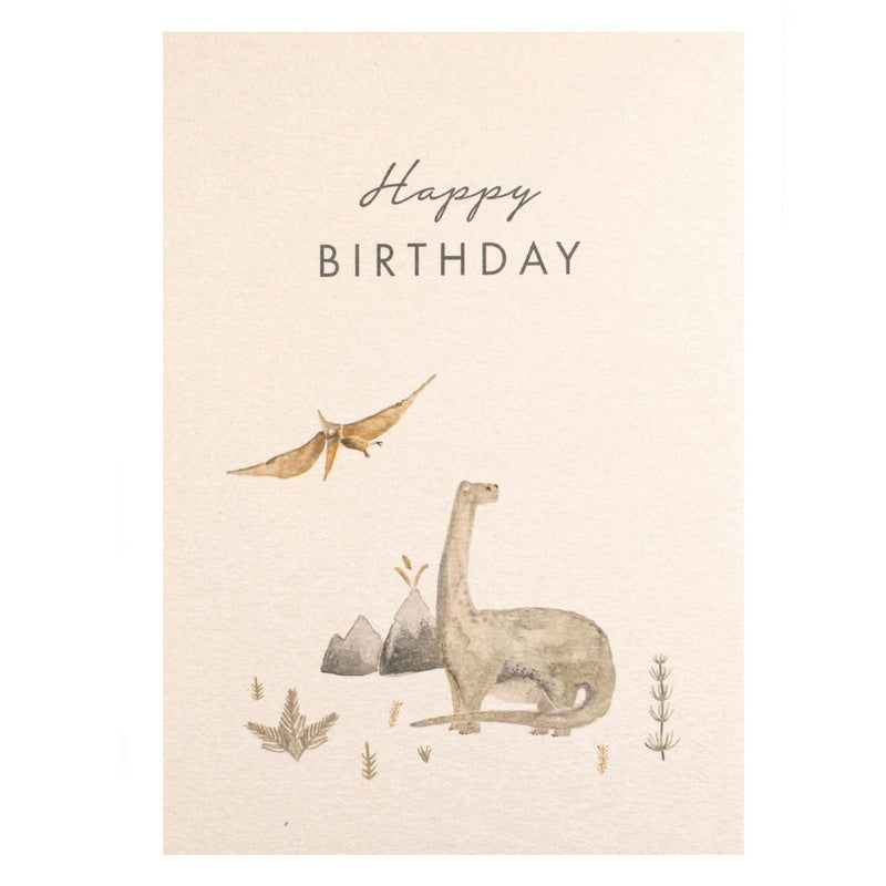 Karte Dino „Happy Birthday“ aus Holzschliffpappe - little something