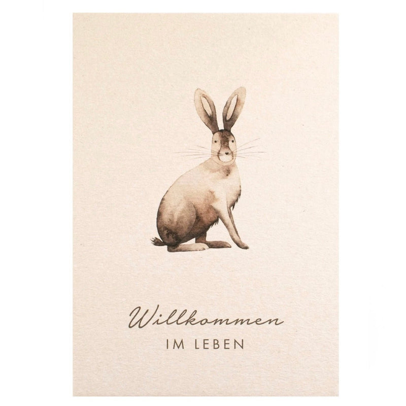 Karte Hase „Willkommen im Leben“ aus Holzschliffpappe - little something