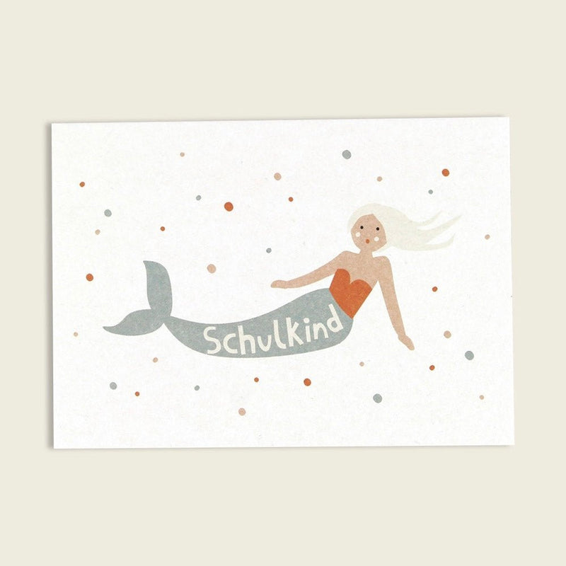 Postkarte Schulkind Meerjungfrau - little something