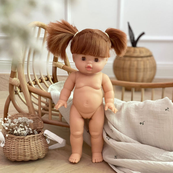 Puppe mit Haaren 37cm und geraden Beinen - little something