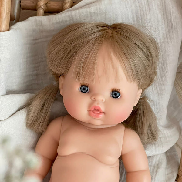 Puppe mit Haaren 37cm und geraden Beinen - little something
