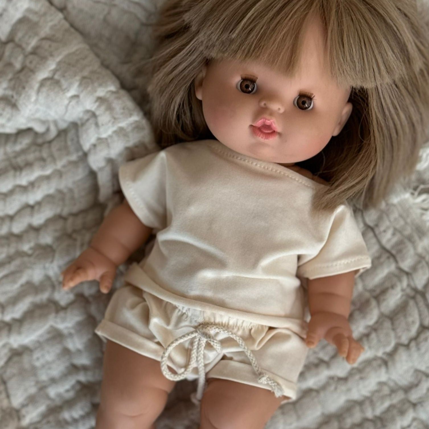 Puppenkleidung Shirt &amp; Shorts ivory &quot;Confy Ivory&quot; - little something