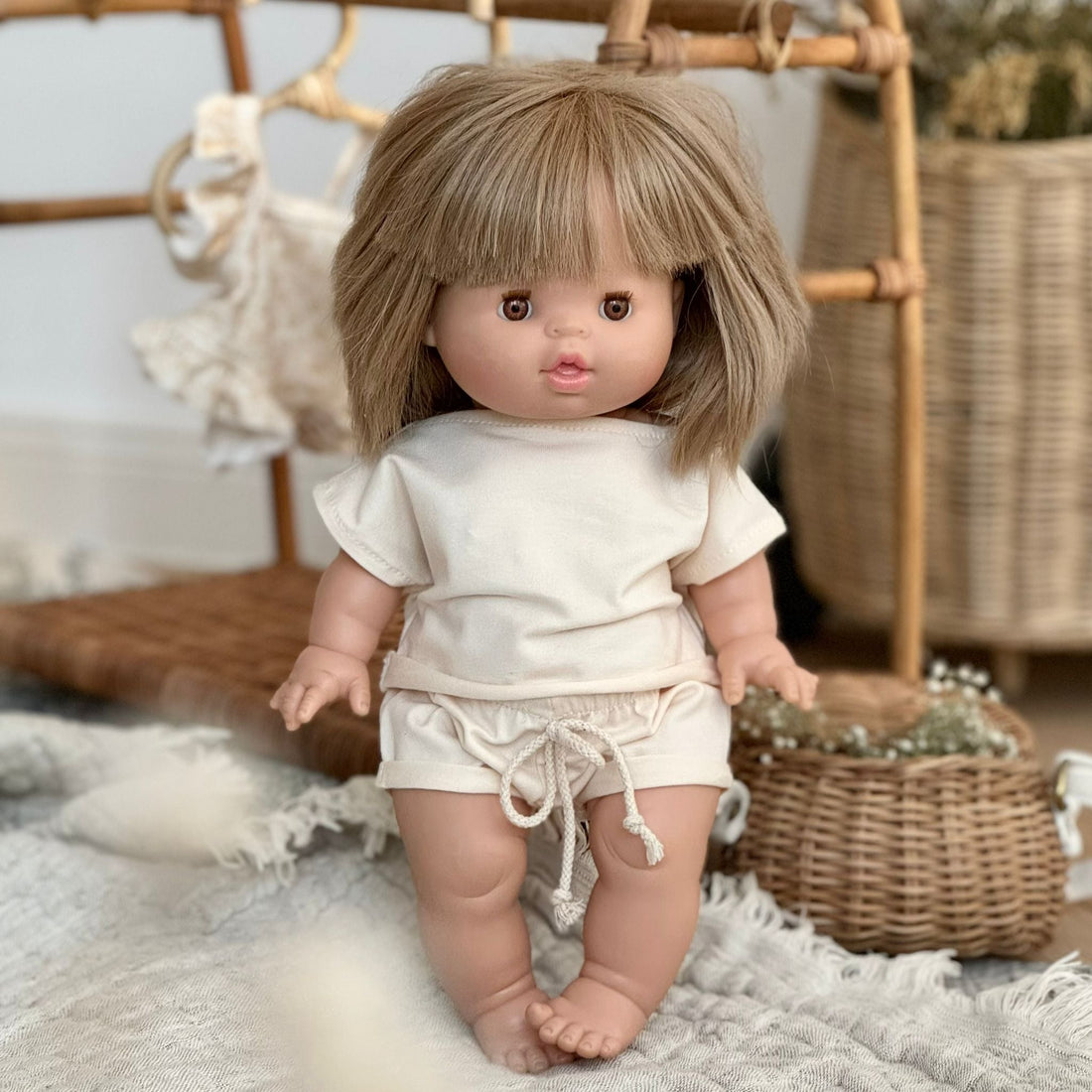 Puppenkleidung Shirt &amp; Shorts ivory &quot;Confy Ivory&quot; - little something